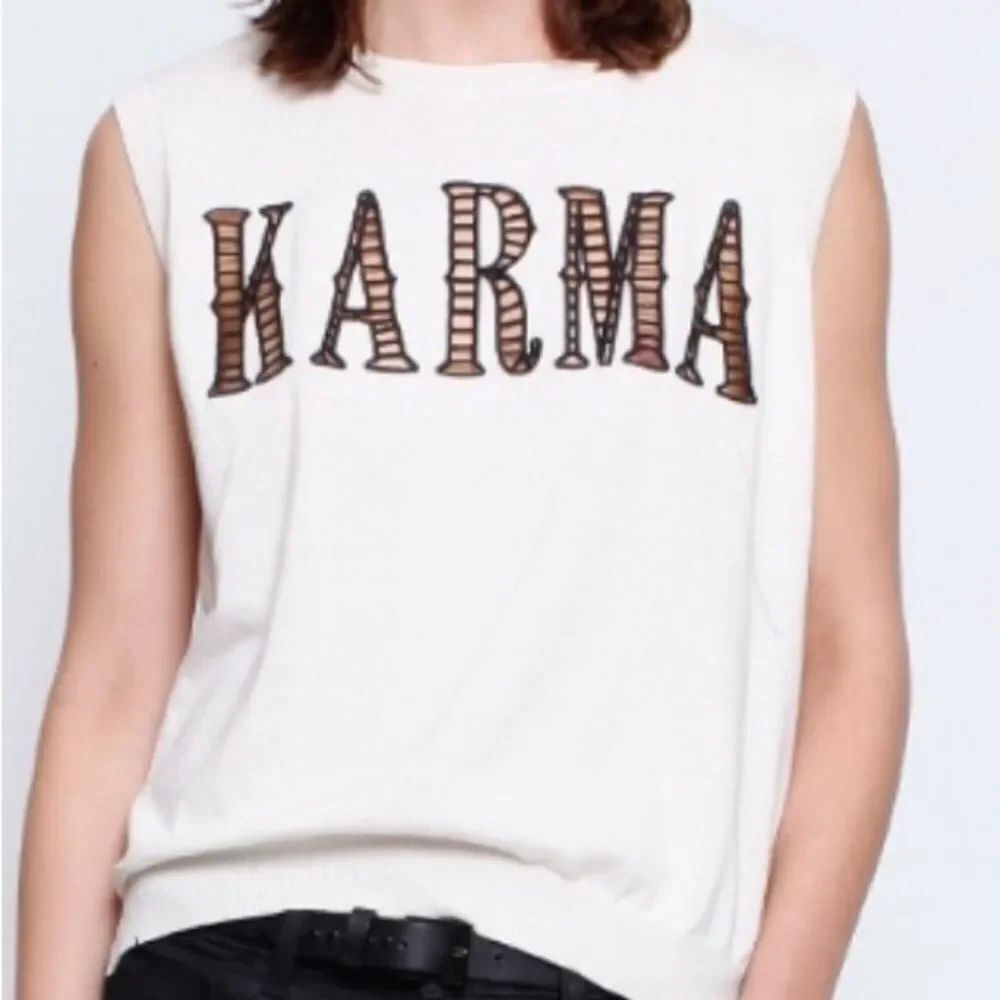 Zadig & Voltaire white black Muscle Tee with Karma Print